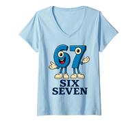 Donna 67 Six Seven 6-7 - Divertente Meme di Gioco per Bambini Brainrot Italiano Maglietta con Collo a V