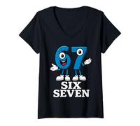 Donna 67 Six Seven 6-7 - Divertente Meme di Gioco per Bambini Brainrot Italiano Maglietta con Collo a V