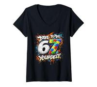 Donna 67 Six Seven Dare To Be Yourself Autism Awareness Maglietta con Collo a V