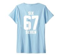 Donna 67 Six Seven Sport Design on Back. 6 7 Meme Men Women Kids Maglietta con Collo a V