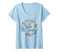 Donna 67 Years Loved Men Women Floral 67 Year Old 67th Birthday Maglietta con Collo a V