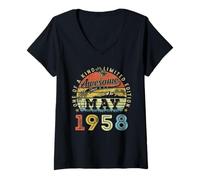 Donna 68 Edizione Limitata 1958 One of a Kind 68 Maggio Compleanno Maglietta con Collo a V