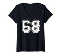 Donna 68 Numero 68 Sessantotto Team Sports Graphic Matching Varsity Maglietta con Collo a V