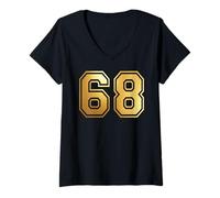 Donna 68 Numero Sessantotto Team Sport Grafica Varsity Matching Maglietta con Collo a V