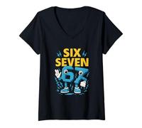 Donna 7 Anno Vecchio Compleanno Shirt Was 6 Now I'm 7 67 Funny for Kids Maglietta con Collo a V