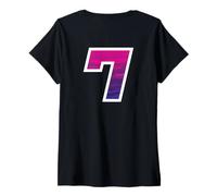 Donna #7 Jersey Uniforme Varsity Sports Number, 7° Compleanno, Sette Maglietta con Collo a V