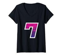 Donna #7 Jersey Uniforme Varsity Sports Number, 7° Compleanno, Sette Maglietta con Collo a V