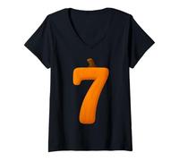 Donna 7 Numero Sei Sette Autunno Zucca Halloween Divertente Abbinamento Maglietta con Collo a V