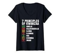 Donna 7 Principi della Festa della Celebrazione del Patrimonio Africano di Kwanzaa Maglietta con Collo a V