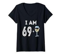 Donna 70 Anni di Festa del Vino Regalo 70° Compleanno Camicia Maglietta con Collo a V