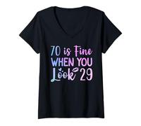 Donna 70 Va Bene Quando guardi 29 Divertente 70 ° Compleanno 70 Anni Maglietta con Collo a V