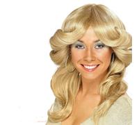 Donna 70s Parrucca Bionda Nero Marrone Costume Adulti Disco Rétro Ondulato Nuovo