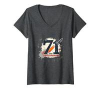 Donna 71 e Unstoppable Birthday Gift - Retro Space Theme Maglietta con Collo a V, Grigio Scuro, XXL