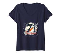 Donna 71 e Unstoppable Birthday Gift - Retro Space Theme Maglietta con Collo a V, Navy, XXL