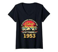 Donna 72 Anni Compleanno Uomo Donna Regalo Settembre Vintage 1953 Maglietta con Collo a V