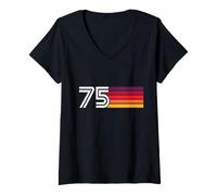 Donna 75-1975 Retro 52th Birthday Maglietta con Collo a V