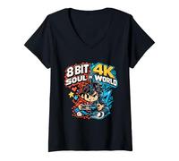 Donna 8 Bit Soul in 4K World Retro Gamer Collective Studio Maglietta con Collo a V