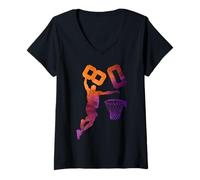 Donna 80 Anni Basketball 80 Compleanno Maglietta con Collo a V