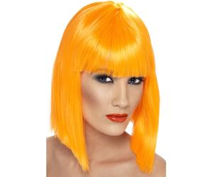 Donna 80s 1980s Glam Costume Parrucca Arancione Neon Addio Al Nubilato Nuovo
