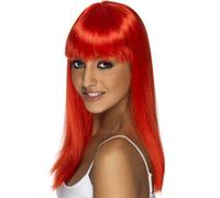 Donna 80s 1980s Glamourama Costume Parrucca Rosso Neon Nubilato Nuovo da Smiffys