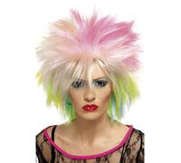 Donna 80s Atteggiamento Parrucca Multi Colorato Cutie Punk Rock Wild Bambino