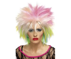 Donna 80s Atteggiamento Parrucca Multi Colorato Cutie Punk Rock Wild Bambino