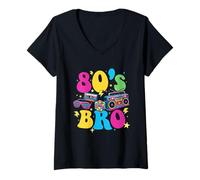 Donna 80's Bro - Retro Anni '80 Throwback Vintage Party 80s Musica Anni '80 Maglietta con Collo a V