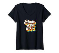 Donna 80s Retro Vintage Throwback Style Tees And Mugs Birthday Maglietta con Collo a V