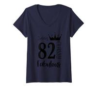 Donna 82 Anni e favolosi - Donne per l82 ° Compleanno Sassy Classy Maglietta con Collo a V
