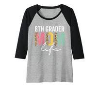 Donna 8th Grader Mamma Vita Ghepardo Divertente Leopardo 8th Grader Mamma Maglia con Maniche Raglan