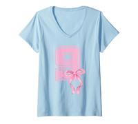 Donna 9 anni Compleanno Ragazza Coquette Rosa Fiocco Estetica Maglietta con Collo a V