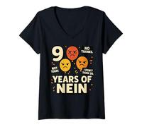 Donna 9 Years Of Nein No Thanks Not Today Girls Boys Kids Maglietta con Collo a V