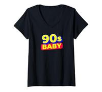 Donna 90s Baby Retro Vibes Bold Color Throwback Design Maglietta con Collo a V
