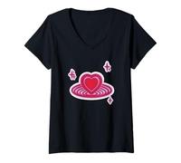 Donna 90s Retro Y2K Vintage Cuore nello spazio con stelle Maglietta con Collo a V