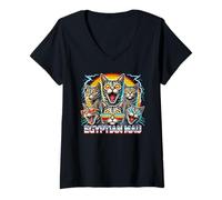 Donna 90's Vintage Egyptian Mau Cat Egyptian Maus Maglietta con Collo a V
