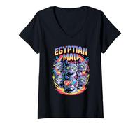 Donna 90's Vintage Egyptian Mau Cat Egyptian Maus Maglietta con Collo a V