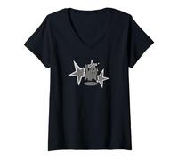 Donna 90s Y2K Scary Cat Tomcat è spaventato sotto Big Stary Maglietta con Collo a V