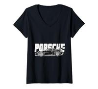 Donna 911 GT3 RS Leggendaria Auto da Corsa Sportiva Silhouette iconica Maglietta con Collo a V