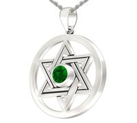 Donna 925 Argento Sterling Stella di David Finto Smeraldo Maggio Pendente