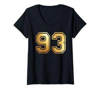 Donna 93 Numero Novantatre Team Sports Graphic Varsity Matching Maglietta con Collo a V