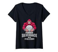 Donna 96.4% Abbigliamento Silverback Gym, body building, Strongman, Atla Maglietta con Collo a V
