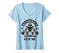 Donna 96.4% Abbigliamento Silverback Gym, body building, Strongman, Dead Maglietta con Collo a V