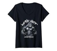 Donna 96.4% Abbigliamento Silverback Gym, body building, Strongman Let's Maglietta con Collo a V