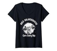 Donna 96.4% Abbigliamento Silverback Gym, Body Building, Strongman, Reps Maglietta con Collo a V