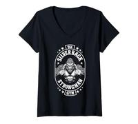 Donna 96.4% Abbigliamento Silverback Gym, Body Building, Strongman, Stro Maglietta con Collo a V