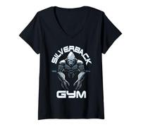 Donna 96.4% Abbigliamento Silverback Gym, Body Building, Strongman, Tech Maglietta con Collo a V