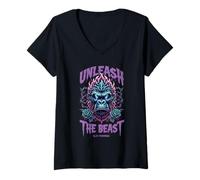 Donna 96.4% Silverback Abbigliamento palestra, body building, Strongman, crudo Maglietta con Collo a V