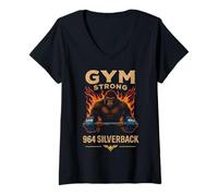 Donna 96.4% Silverback Abbigliamento palestra, body building, Strongman, palestra Maglietta con Collo a V