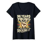Donna 96 Years And Still Rocking Anni Compleanno 96 Maglietta con Collo a V