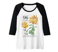 Donna 96 Years Loved And Blessed - Timbro Floreale per 96° Compleanno Maglia con Maniche Raglan